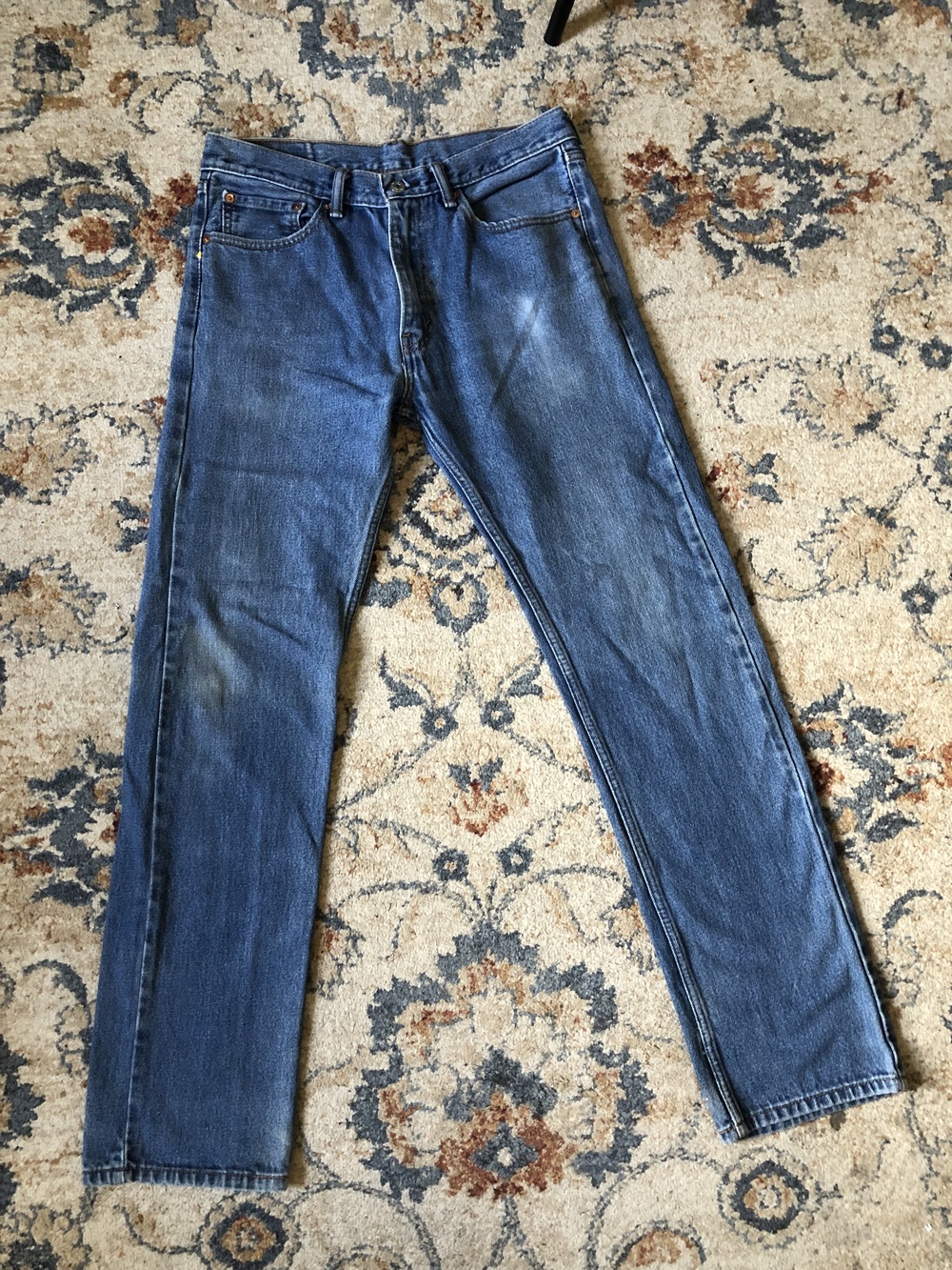 Levis 505 Jeans Mens 32x34 Blue Denim Straight Leg Classic Fit Medium Wash